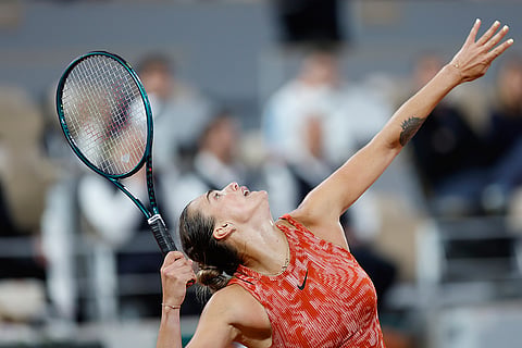 Aryna Sabalenka serves to Erika Andreeva